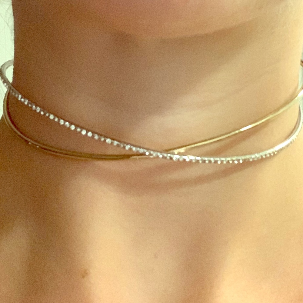 Banana Republic Crystal & Gold Choker Necklace